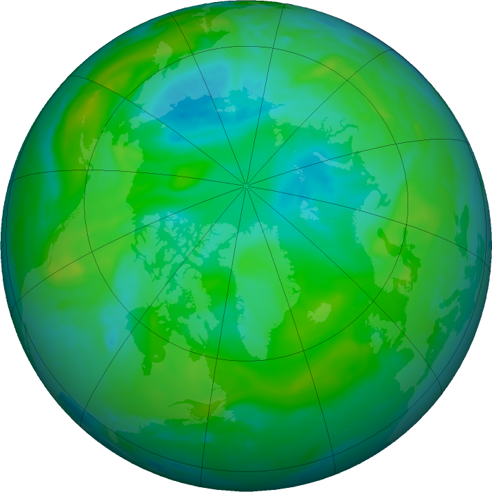 Arctic ozone map for 24 July 2020